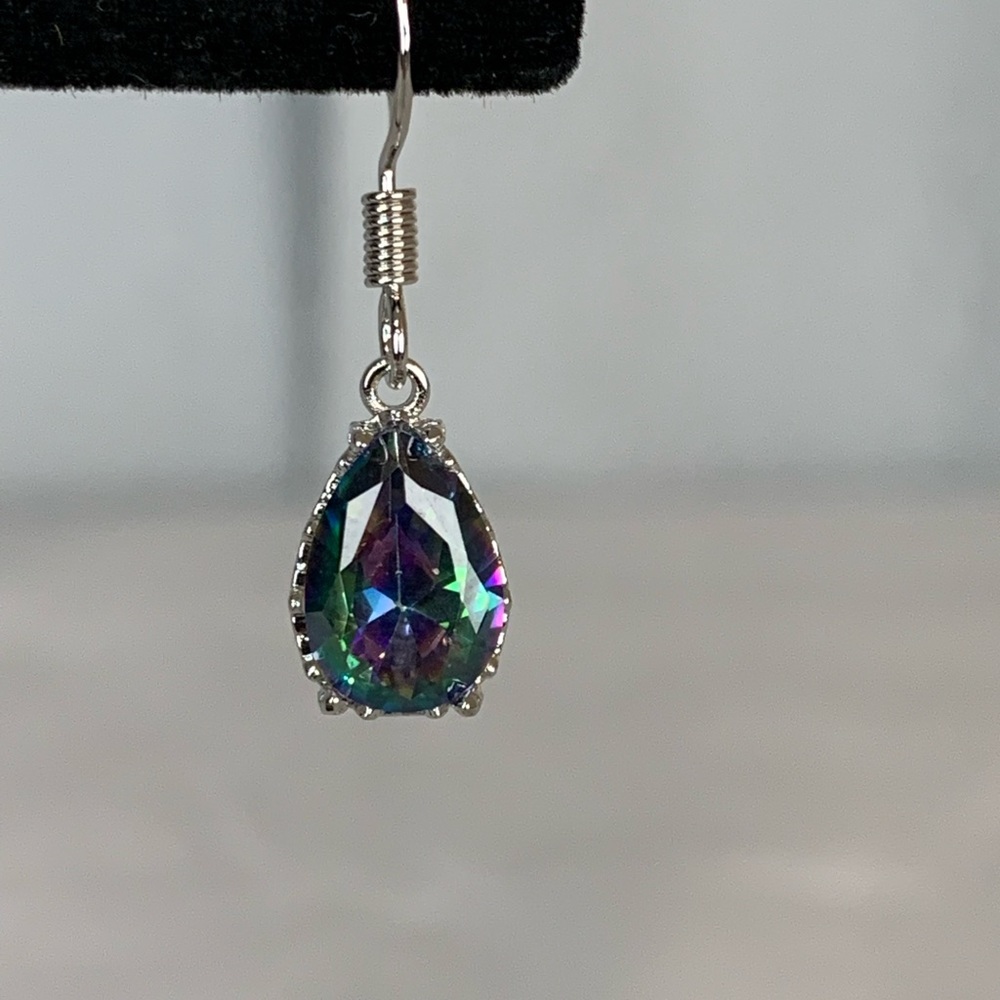 925 Silver Plated Rainbow Zircon Earrings - Picture 2 of 6